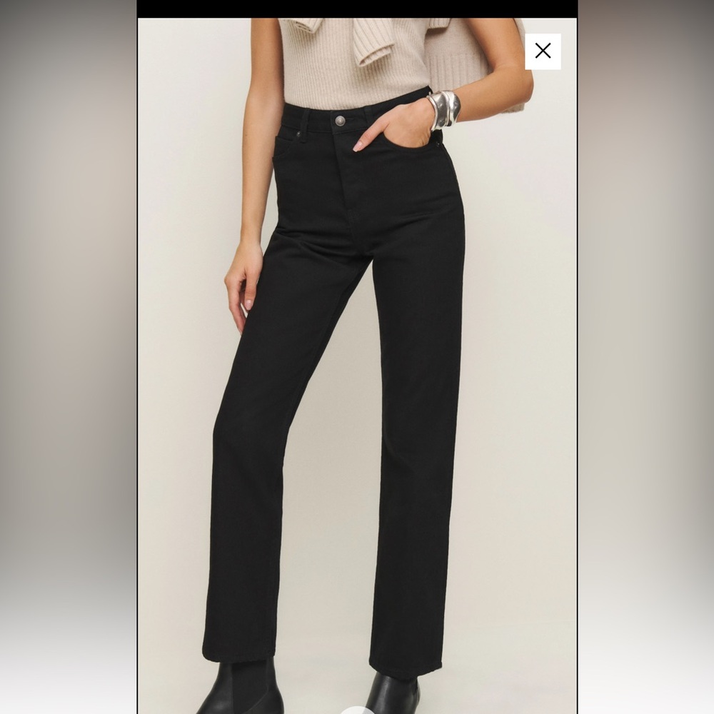 Reformation Black Straight Leg Jeans